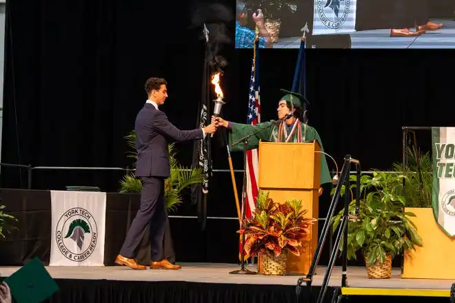 York County School of Technology seniors attend their commencement ceremony at UPMC Arena on Thursday, May 23, 2024.