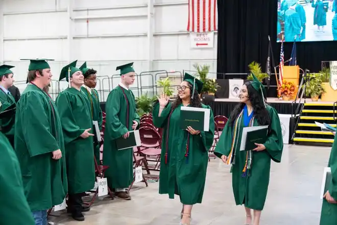 York County School of Technology seniors exit their commencement ceremony at UPMC Arena on Thursday, May 23, 2024.