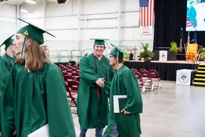York County School of Technology seniors exit their commencement ceremony at UPMC Arena on Thursday, May 23, 2024.