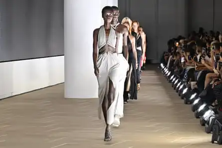 Models on the runway at Dion Lee’s spring 2024 fashion show in New York in September.