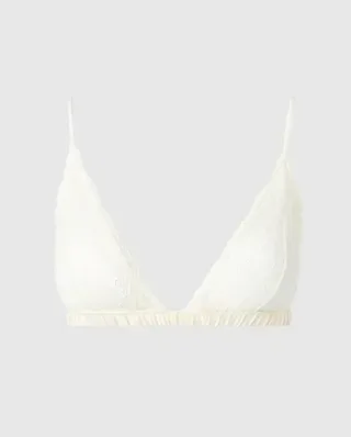 Understatement, Lace Satin Triangle Bralette in Cream