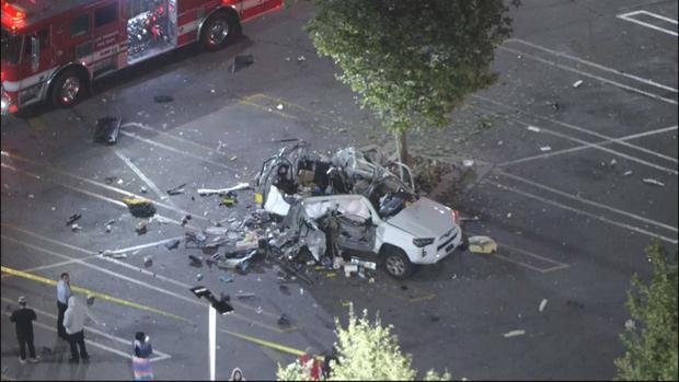 Car explodes in Van Nuys parking lot