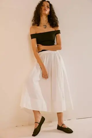 Lowen cotton midi skirt in white