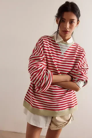 Classic Striped Oversized Crewneck