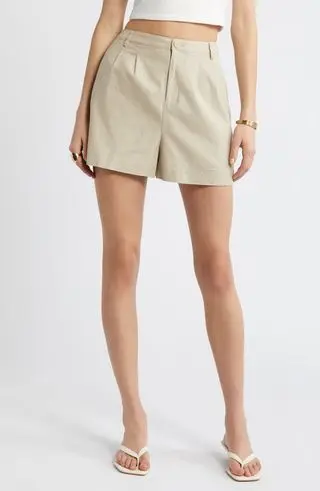 High Waist Linen Blend Shorts