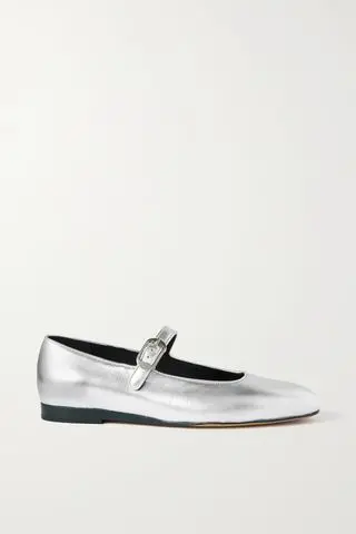 Metallic Leather Mary Jane Flats