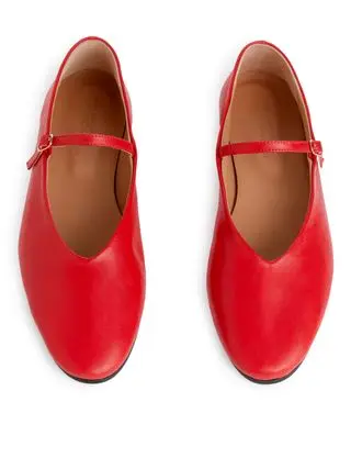 Leather Mary Jane Flats - Red - Arket Gb