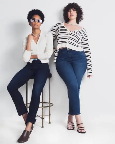 Women in slim-cut jeans with cardigans