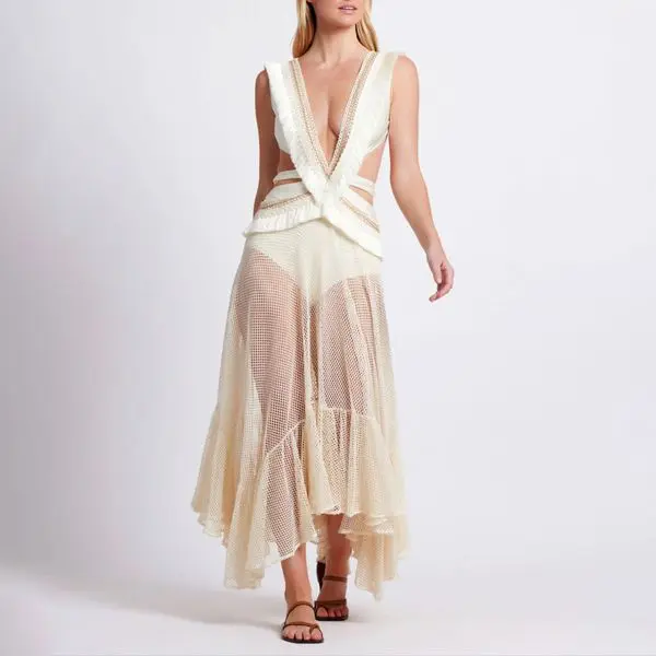 PatBo Fringe Netted Beach Dress