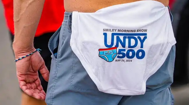 Race fan dress to impress on Thursday, May 23, 2024, during Carb Day ahead of the 108th running of the Indianapolis 500 at Indianapolis Motor Speedway.