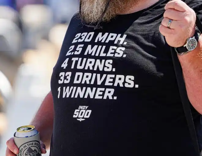 Fans dress to impress on Thursday, May 23, 2024, during Carb Day ahead of the 108th running of the Indianapolis 500 at Indianapolis Motor Speedway.