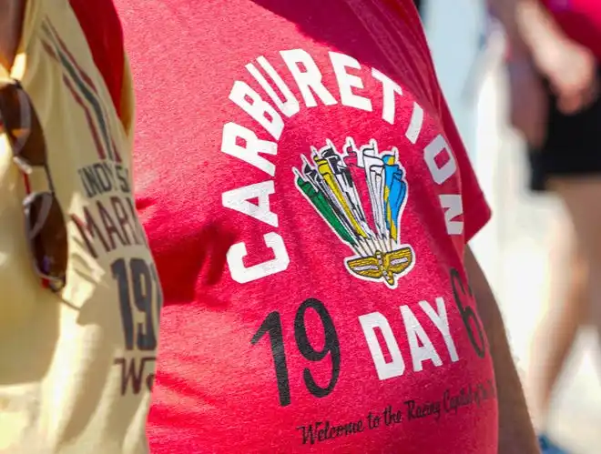 Fans dress to impress on Thursday, May 23, 2024, during Carb Day ahead of the 108th running of the Indianapolis 500 at Indianapolis Motor Speedway.