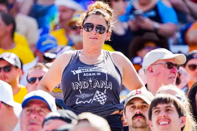 Fans dress to impress on Thursday, May 23, 2024, during Carb Day ahead of the 108th running of the Indianapolis 500 at Indianapolis Motor Speedway.