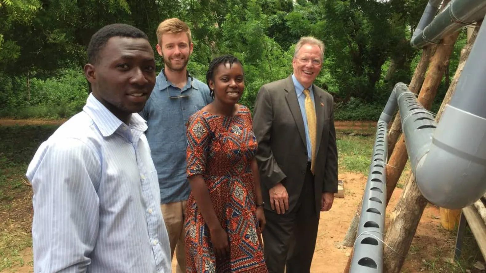 Center left: Scott Massey, Polytechnic alumnus at Forbes' 30 Under 30 award recipient, with partners in food sustainability from the Mandela Washington Fellowship. (Photo provided)