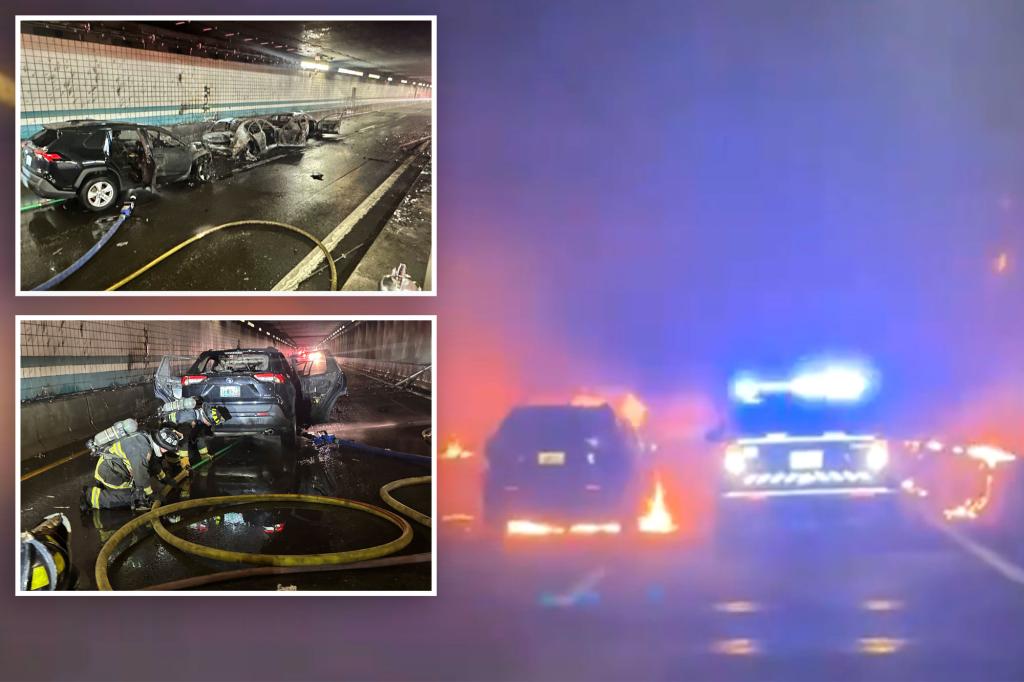 Raging inferno erupts inside major Boston tunnel after three-car…