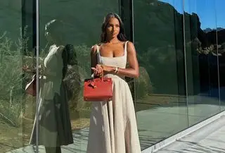 Jasmine Tookes wearing an A-line dress