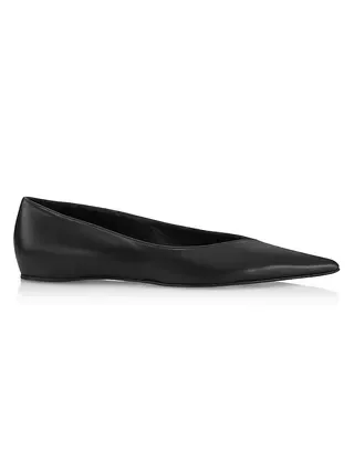 Asymmetric Leather Ballerina Flats