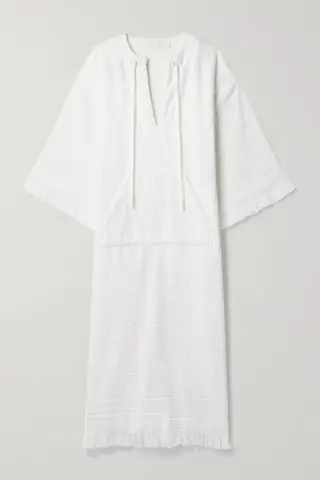 Alight Fringed Cotton-Terry Jacquard Coverup