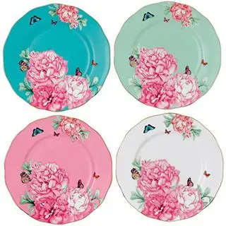 miranda kerr for royal albert set of four plates on a white background