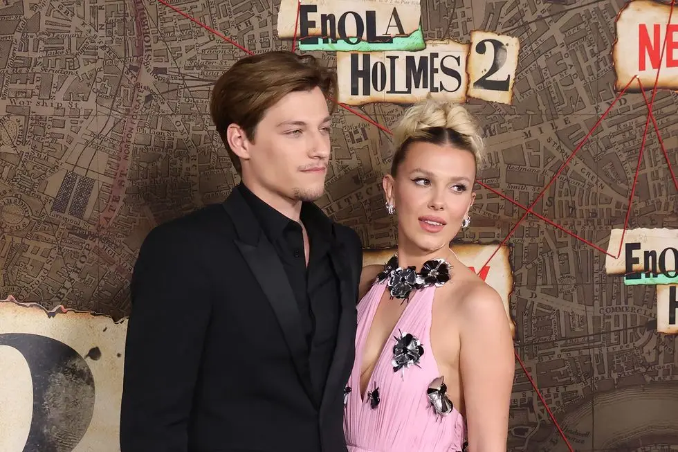 new york, new york october 27 jake bongiovi and millie bobby brown attend the world premiere of netflixs enola holmes 2 at the paris theatre on october 27, 2022 in new york city photo by taylor hillfilmmagic