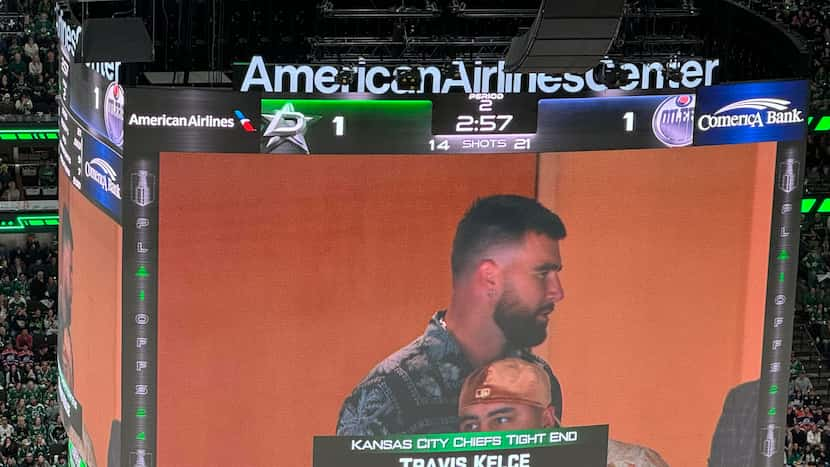 Travis Kelce, Dirk Nowitzki among celebrities spotted at Stars-Oilers Game 2 on Saturday