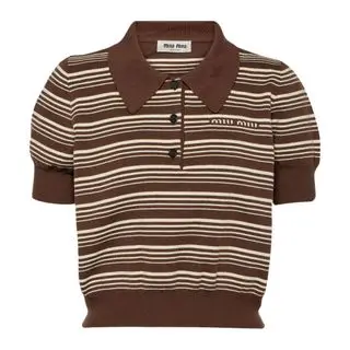 Miu Miu Cropped stripe polo shirt