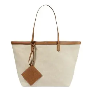 Toteme Leather-trimmed canvas tote bag