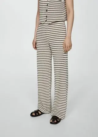 Crochet Striped Pants - Women