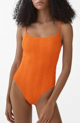 Textured One-Piece Swimsuit