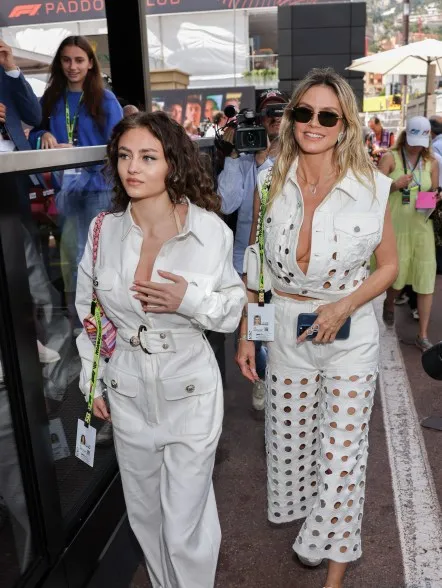 Heidi Klum and Leni Klum attend the F1 Grand Prix of Monaco at Circuit de Monaco on May 26, 2024