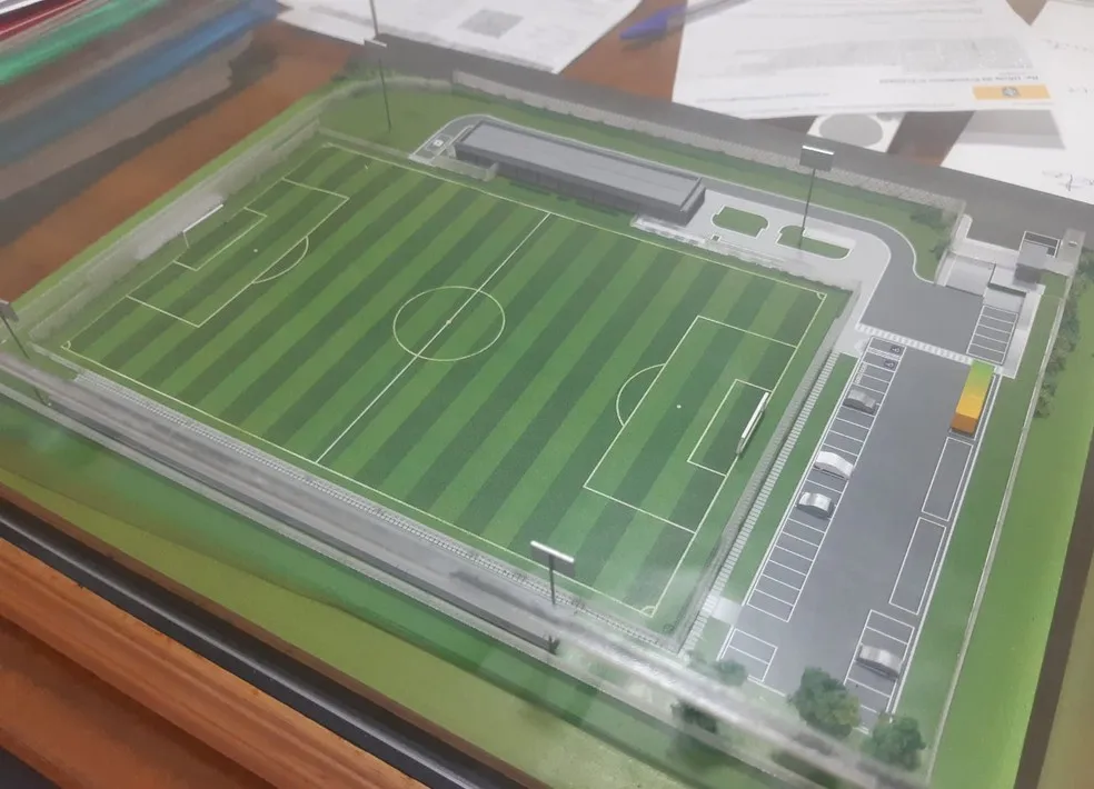 Maquete do Centro de Desenvolvimento do Futebol no Acre — Foto: Kelton Pinho