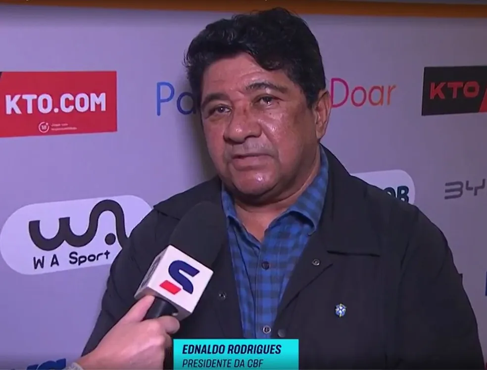 Ednaldo Rodrigues, presidente da CBF, em entrevista ao SporTV — Foto: Reprodução SporTV
