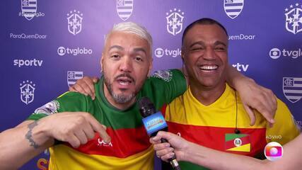 Após briga judicial, Belo e Denilson se encontram pela 1ª vez no Futebol Solidário: ‘Faz parte da minha história’