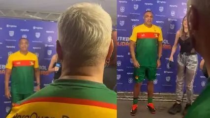 Belo e Denilson conversam antes do jogo