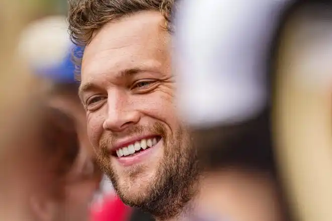 Vocalist Phillip Phillips, who won American Idol, walks the celebrity red carpet on Sunday, May 26, 2024, during the 108th running of the Indianapolis 500 at Indianapolis Motor Speedway.