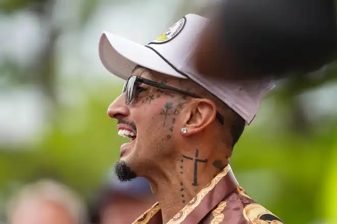 Media personality Luis Da Silva Jr. walks the celebrity red carpet on Sunday, May 26, 2024, during the 108th running of the Indianapolis 500 at Indianapolis Motor Speedway.