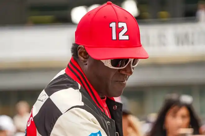 Flavor Flav walks the celebrity red carpet on Sunday, May 26, 2024, during the 108th running of the Indianapolis 500 at Indianapolis Motor Speedway.