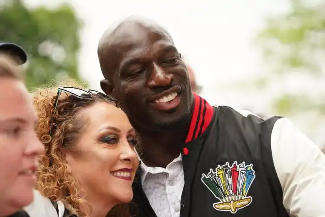 Pro Wrestler Titus O’Neil walks the celebrity red carpet on Sunday, May 26, 2024, during the 108th running of the Indianapolis 500 at Indianapolis Motor Speedway.