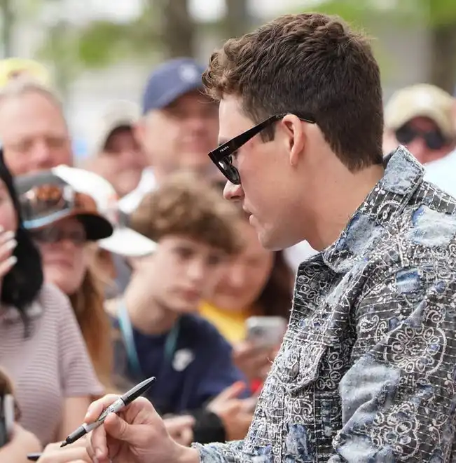 Actor Hart Denton walks the celebrity red carpet on Sunday, May 26, 2024, during the 108th running of the Indianapolis 500 at Indianapolis Motor Speedway.