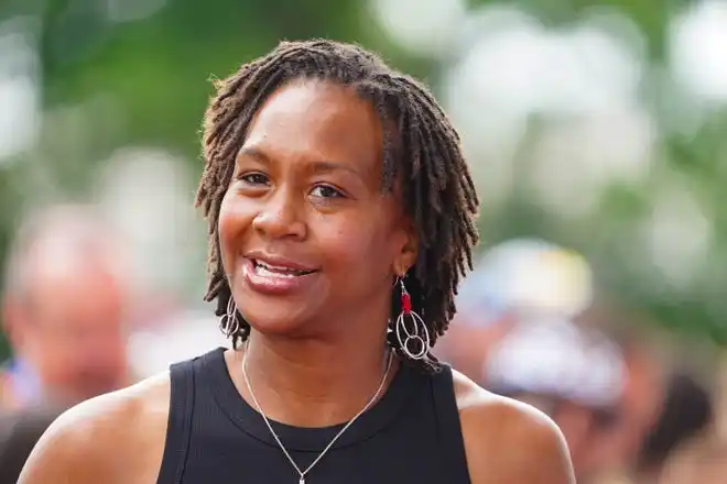 Retired WNBA player Tamika Catchings walks the celebrity red carpet on Sunday, May 26, 2024, during the 108th running of the Indianapolis 500 at Indianapolis Motor Speedway.