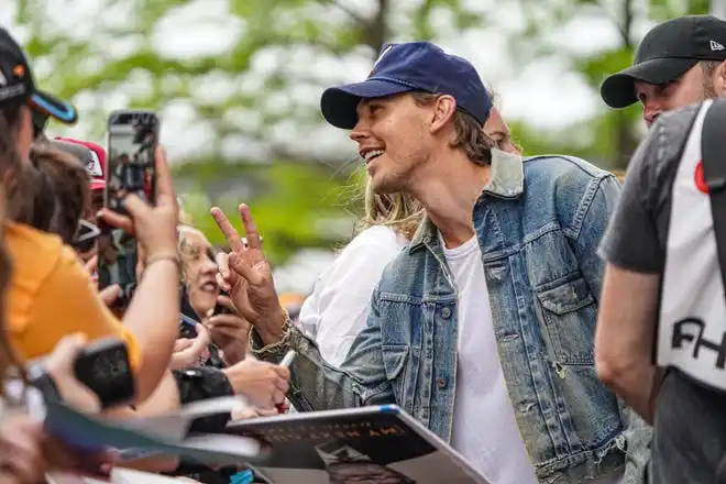 Actor and honorary starter Austin Butler walks the celebrity red carpet on Sunday, May 26, 2024, during the 108th running of the Indianapolis 500 at Indianapolis Motor Speedway.