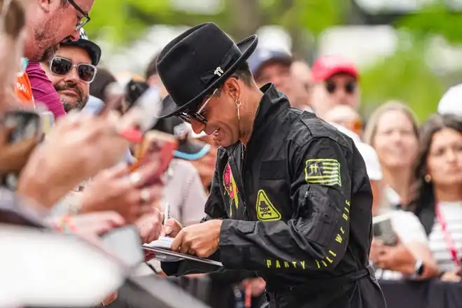 Snake Pit performer Timmy Trumpet walks the celebrity red carpet on Sunday, May 26, 2024, during the 108th running of the Indianapolis 500 at Indianapolis Motor Speedway.