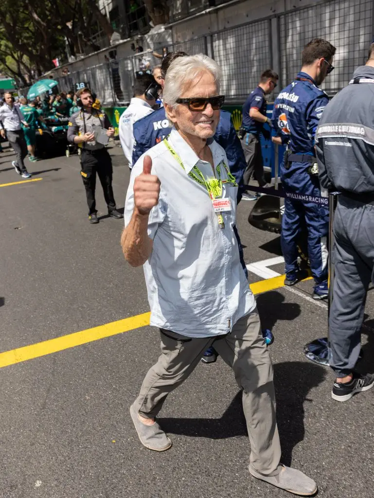 Michael Douglas enjoys the race at Monaco