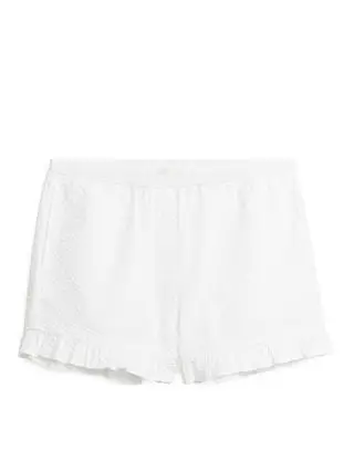 Frill Seersucker Shorts - White - Arket Gb