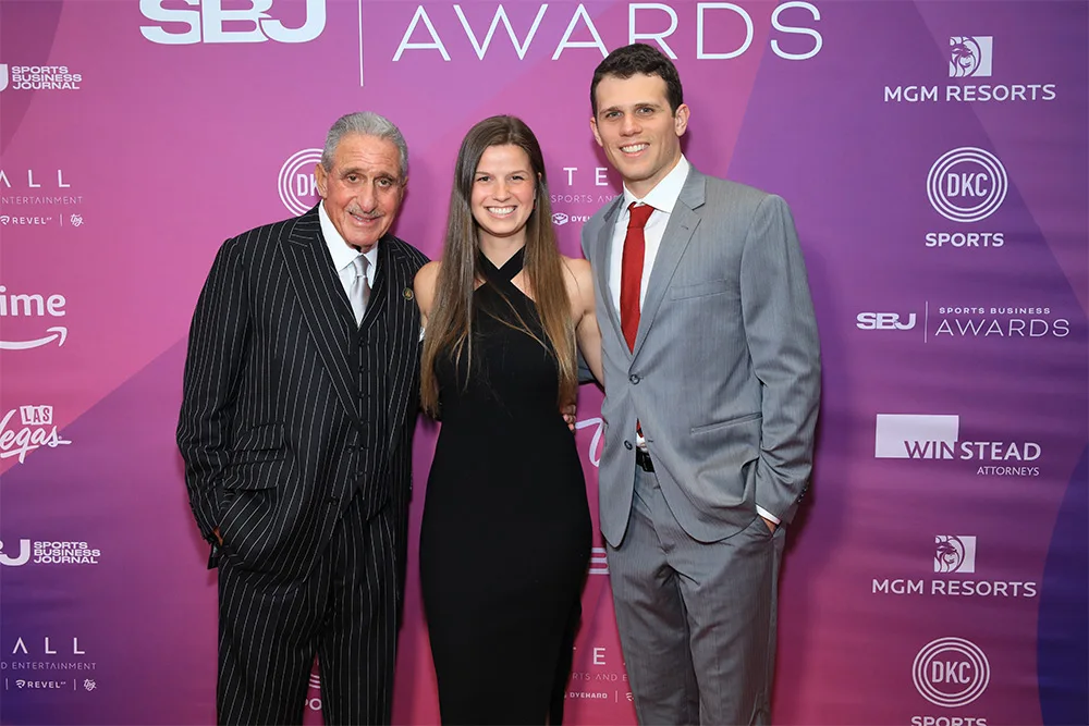 Arthur M. Blank with his son, Josh Blank, and Josh’s girlfriend Caroline Chagares