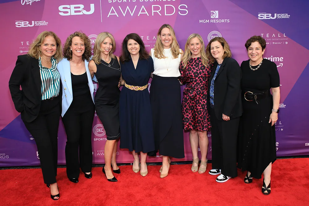Shelley Pisarra of Wasserman; Jessica Gelman of KAGR; Kirsten Corio of the USTA; Valerie Camillo of Spring 4th Advisory; Raleigh Anne Gray of Must Love Sports; Liz Moulton of Elevate; Marie Donoghue of DraftKings; and Patti Fallick of the USTA