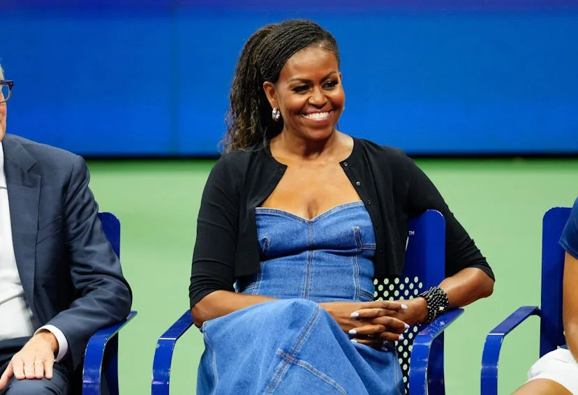 Michelle Obama at the US Open Tennis Tournament on August 28, 2023 in New York City.