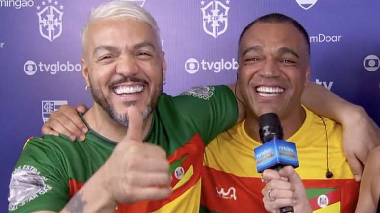 Climão? Após briga judicial, Belo e Denilson se encontram no Futebol Solidário do Domingão