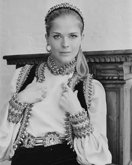 The American actor Candice Bergen wearing a Slavonic outfit by Belinda Bellville, 1968.