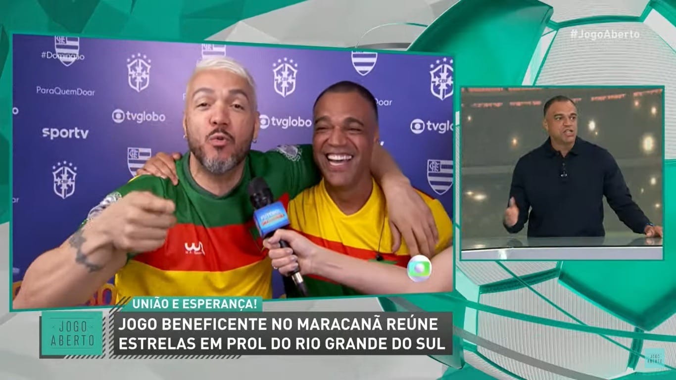 Denílson se reencontra com Belo no Futebol Solidário no RJ: ‘Evento maravilhoso’